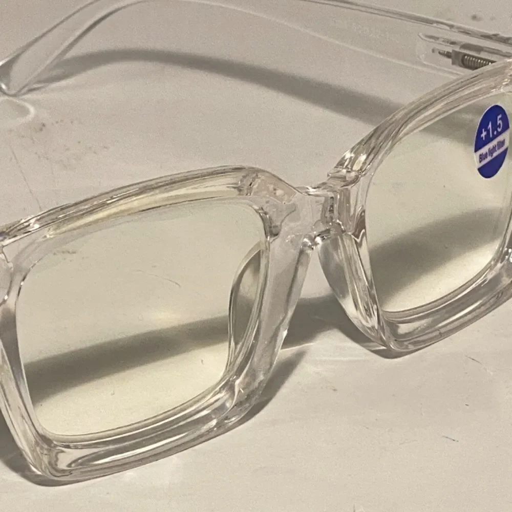 1331 Claudia 1.5 Clear Oversize Reading Glasses Square Concave NWT